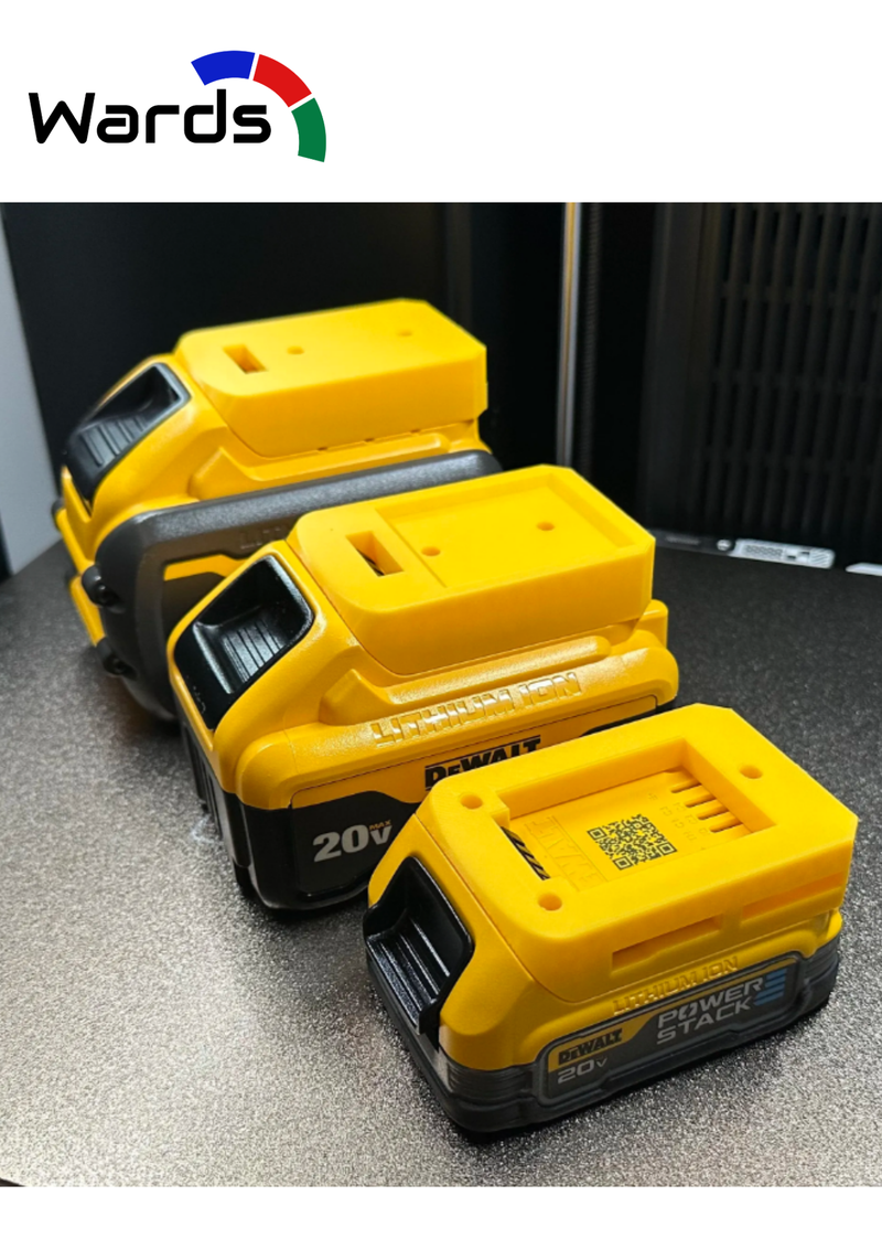 Small and large DeWalt-compatible battery holders