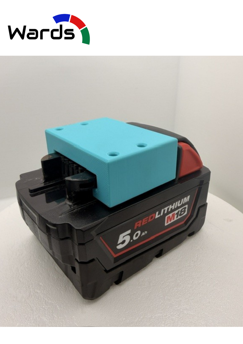 Milwaukee M18 Battery Holder – Wall & Under-Shelf Mount - 3D printed product Milton Keynes