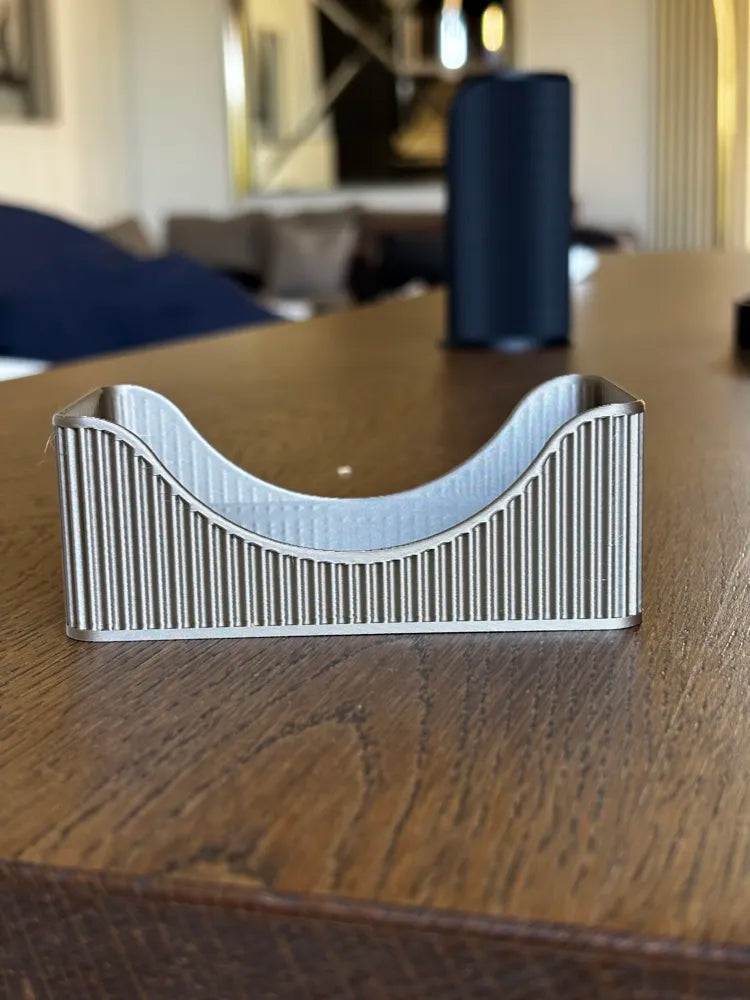 Close-up of the ribbed business card holder