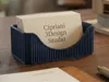 Modern ribbed card holder displayed on a desk